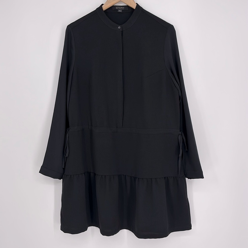 ALL SAINTS Lin Long Sleeve Dress Women’s Size 10 in Black in EUC! - Picture 2 of 8